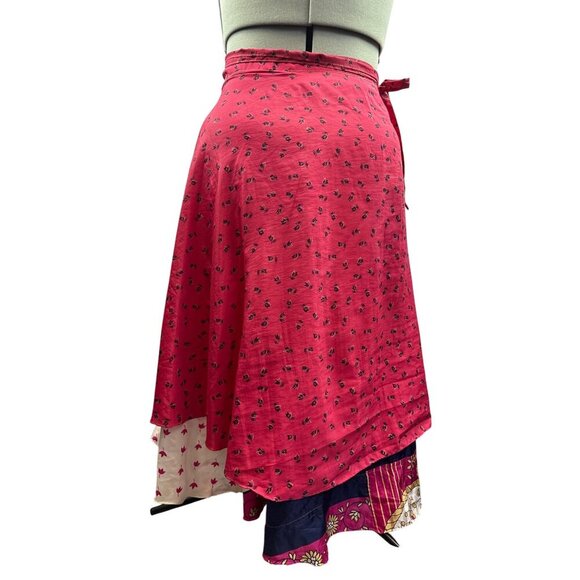 Bohemian Floral Print Asymmetrical Wrap Skirt Womens Size M - Picture 4 of 4